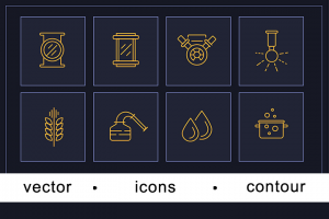 Иконки контур для интерфейса пивоварни