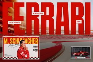 Дизайн лонгрида для бренда Ferrari: история легендарного гонщика F1 Михаэля Шумахера
