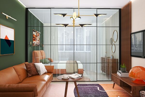 Однокомнатная квартира в стили Midcentury
