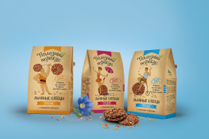 Разработка упаковки для серии льняных снэков.