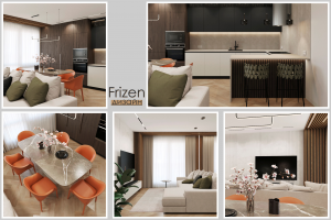 Дизайн кухни-гостиной с барной стойкой 25 м2