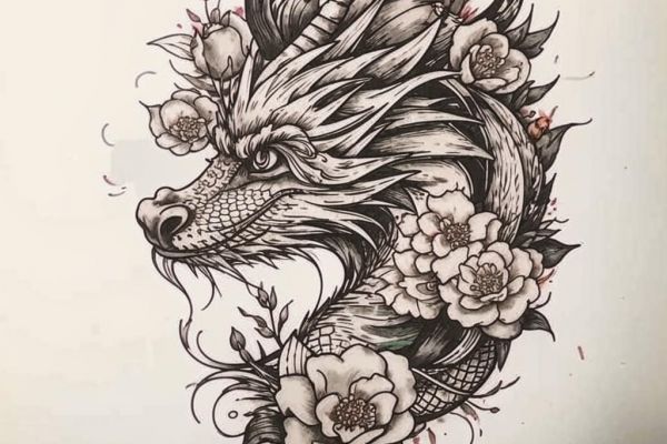 Создание эскиза -  рисунок Дракона.