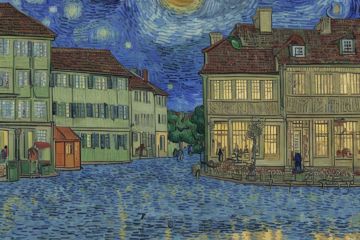 Ночной город. В стиле Ван Гога