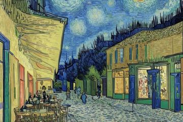Кафе в стиле Ван Гога. Городской пейзаж