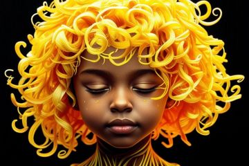 Девочка с желтыми волосами. Иллюстрация