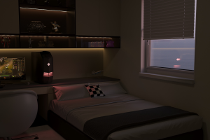 3D визуализация спальной комнаты