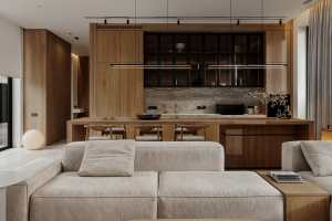 Гостиная частного дома в Москве. Стиль минимализм