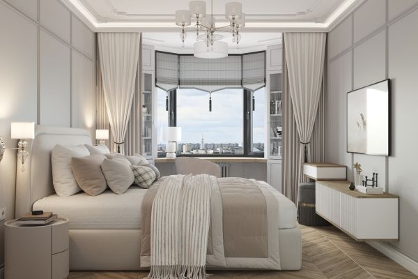 Дизайн интерьера спальни в квартире ЖК "Квартал на Некрасова" г. Екатеринбург