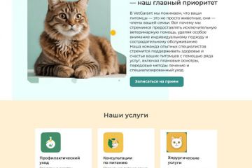 Шаблон сайта - одностраничника (лендинга) на Tilda для частной ветклиники