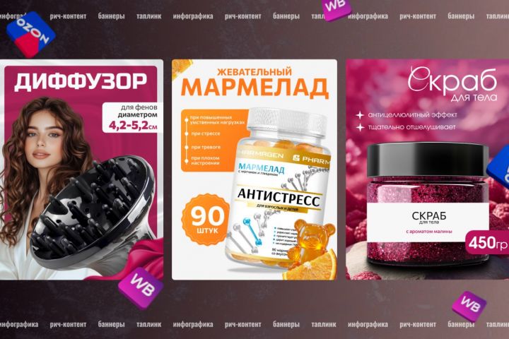 ИНФОГРАФИКА КАРТОЧКИ ДЛЯ МАРКЕТПЛЕЙСОВ - 5396543