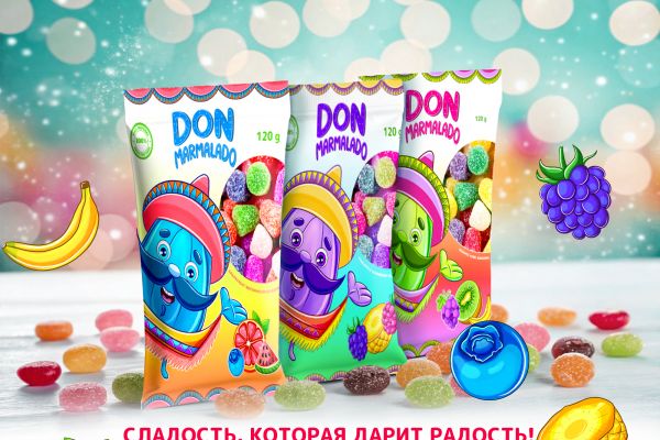 Персонаж и леттеринг для упаковки мармелада