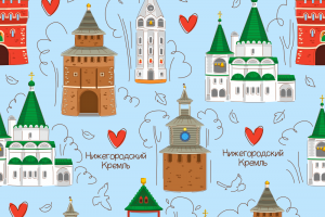 Бесшовный паттерн для Нижегородского Кремля. Вектор