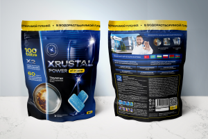 Дизайн мягкой упаковки таблеток для посудомоечной машинки