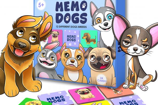 Персонажи для детской  настольной игры-мемо "Породы собачек"