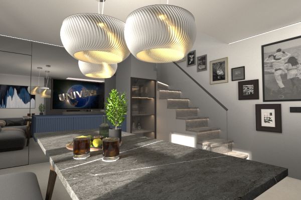 Дизайн интерьера кухни гостиной в доме г. Сысерть