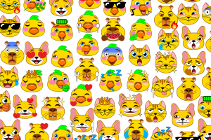 Кастомные emojy с персонажами собака, кот, капибара, попугай