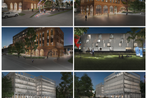 Разработка дизайна и визуализация комплексов зданий с парковой зоной ул. Стромынка, г. Москва(Сокольники) ночные виды