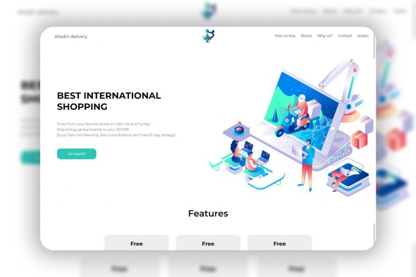 Сайт "Alladin delivery" бирюзовый