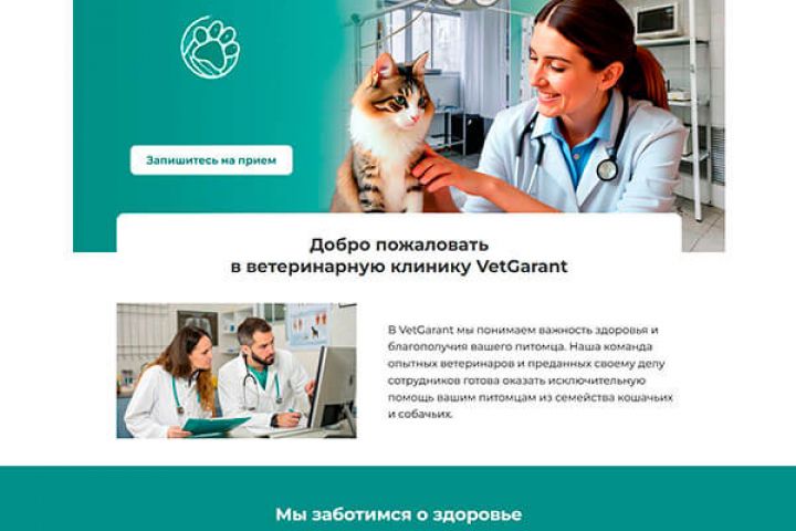 Шаблон сайта - одностраничника (лендинга) на Tilda для частной ветклиники - 5421719