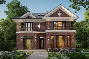 Загородный дом из красного кирпича