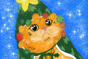 Новогодняя открытка с котиком