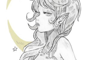 Девушка на фоне луны