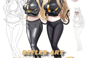 Концепт-арт аниме персонажа девушки - кошки