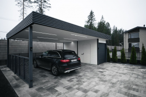 Рабочая документация на Хайтек навес с хозблококм 7,4х10,14м