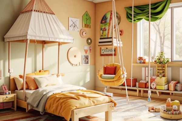 Дизайн детской комнаты для девочки в стиле экостиль