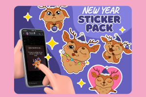 Telegram Sticker Pack — New Year Reindeer
