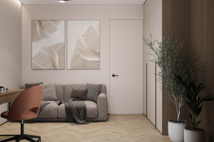 Дизайн интерьера кабинета  в квартире  ЖК "Брусника"