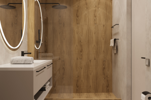 Дизайн интерьера мастер душевой  в квартире  ЖК "Брусника"