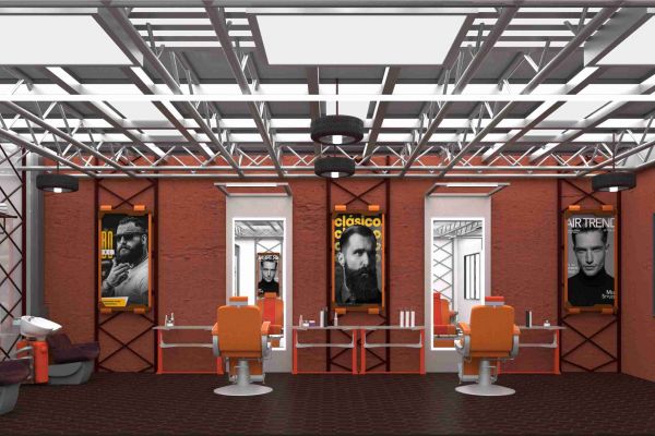 Концептуальное решение интерьера мужской парикмахерской «Motor»