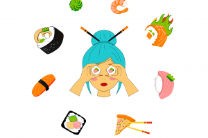 Иллюстраци для суши-бара "Ронин"