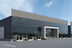 Визуализация здание автосалон