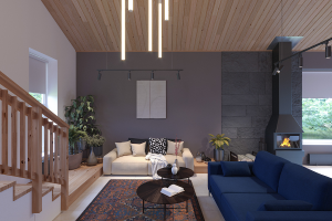 Гостиная с лестницей