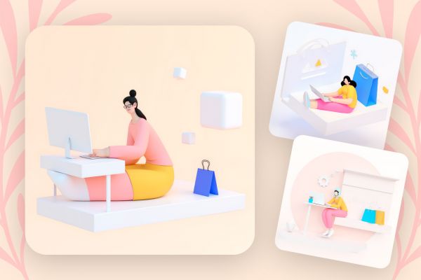 3D illustration, office