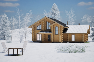 Дом из Бревна Зима