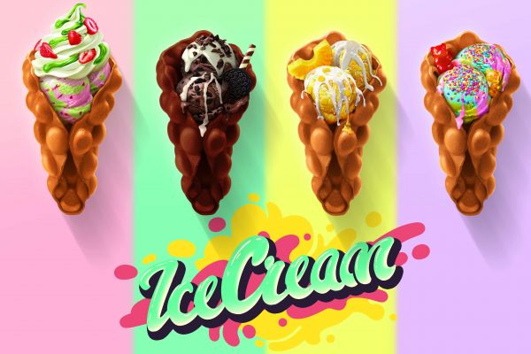 Бабл вафли с мороженым Баннер