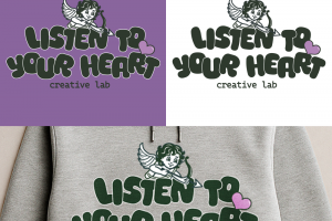 Разработка принта для худи, векторная иллюстрация с милым ангелочком