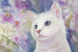 Рисунок котёнка акварелью