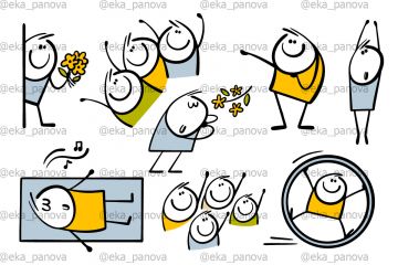 Векторные  иллюстрации "Позитивные эмоции"