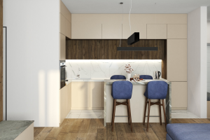 Дизайн проект квартиры 80 кв.м ЖК Лица - кухня-гостиная