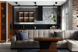 Дизайн проект квартиры 93 кв.м ЖК Риверскай - кухня-гостиная