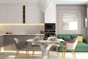 Дизайн проект квартиры 134 кв.м в Москве - кухня-гостиная