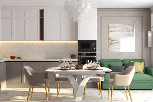 Дизайн проект квартиры 134 кв.м в Москве - кухня-гостиная