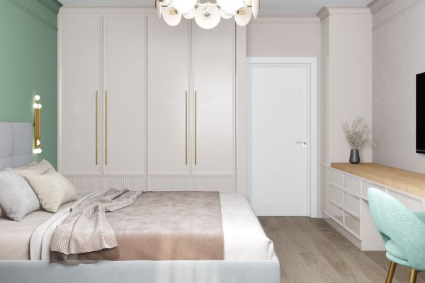 Дизайн проект квартиры 134 кв.м в Москве - спальня