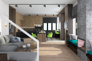 Дизайн проект загородного дома 180 кв.м.- кухня-гостиная