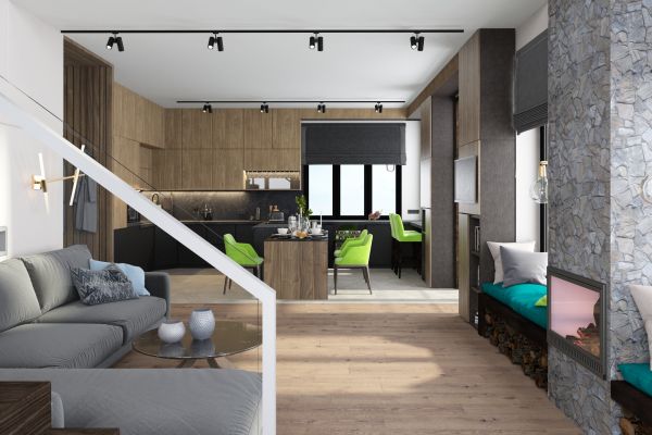 Дизайн проект загородного дома 180 кв.м.- кухня-гостиная