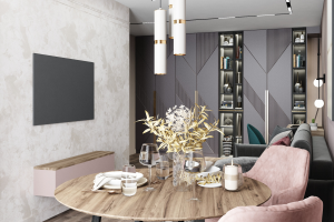 Дизайн - проект квартиры 60 кв.м ЖК "Пироговская ривьера"-кухня и гостиная